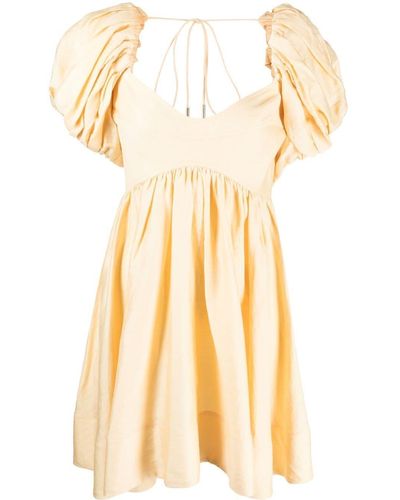Acler Puff-sleeve Flared Dress - Yellow