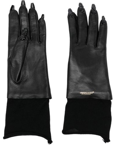 Undercover Fingernail Leather Gloves - Black