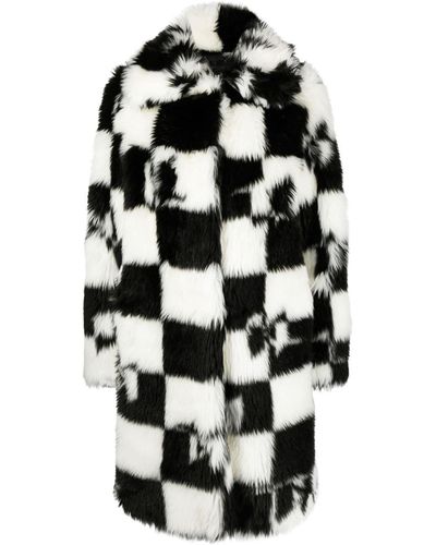 Karl Lagerfeld Check-pattern Faux Fur Coat - Black