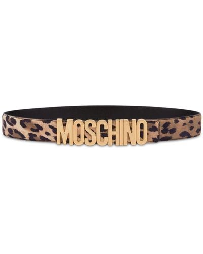Moschino Logo-lettering Leopard-print Belt - Brown