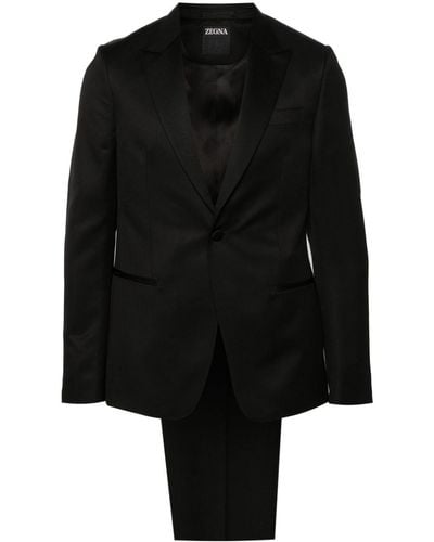 Zegna ピークドラペル シングルスーツ - ブラック