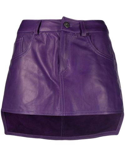 Salvatore Santoro Crinkled-leather Miniskirt - Purple