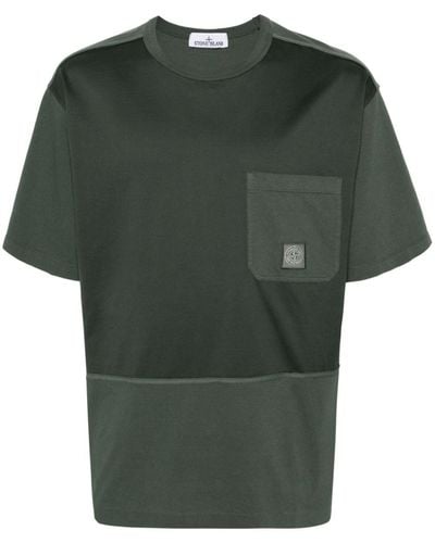 Stone Island T-Shirt mit Kompass-Patch - Grün