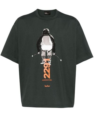 Kolor T-shirt Met Grafische Print - Zwart