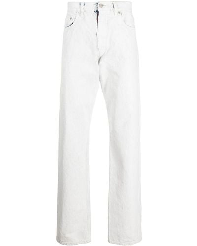 Maison Margiela Painted-design Straight-leg Jeans - White