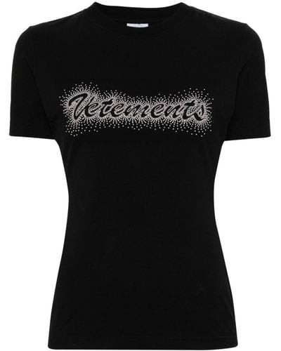 Vetements Studded-logo Cotton T-shirt - Black