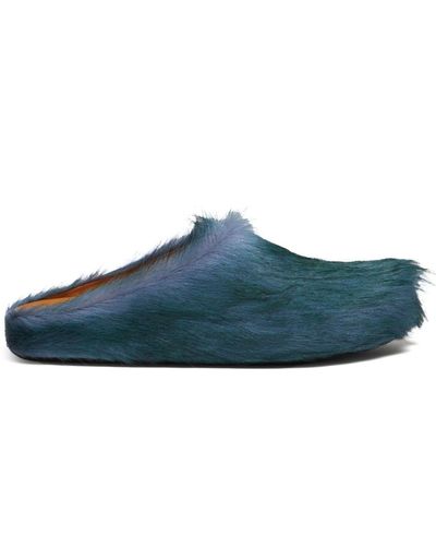 Marni Fussbet Sabot Calf-hair Slippers - Blue