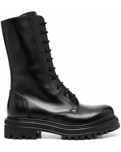 SCAROSSO Cara Lace-up Boots - Black