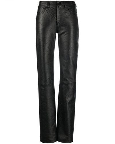 Marine Serre All-over Embossed-logo Leather Trousers - Black