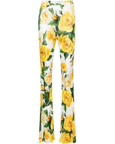 Dolce & Gabbana Ausgestellte Hose mit Blumen-Print - Gelb