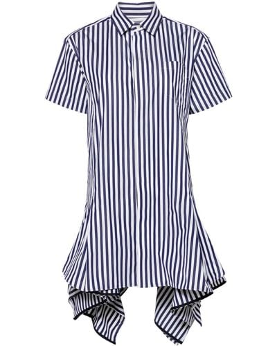 Sacai Striped Cotton Shirtdress - Blue