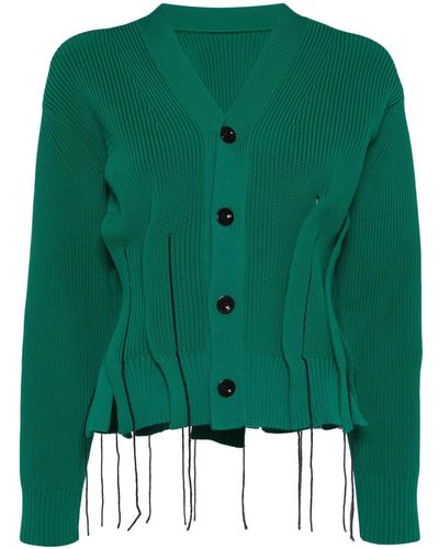 Sacai Spliced Ribbed-knit Cardigan - Green