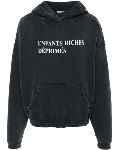 Enfants Riches Deprimes Logo-print Faded Hoodie - Black