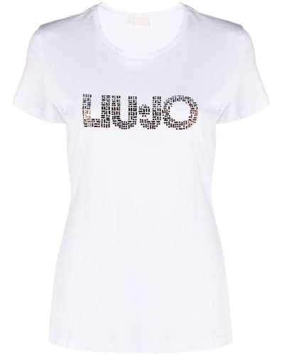 Liu Jo Logo-embellished Cotton T-shirt - White