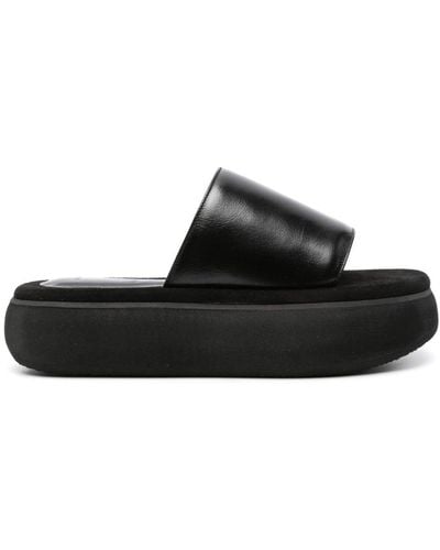 OSOI Boat Leather Platform Slides - Black