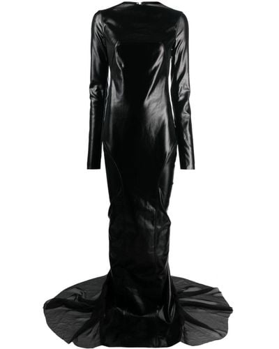 Rick Owens Abito Lungo In Denim - Nero