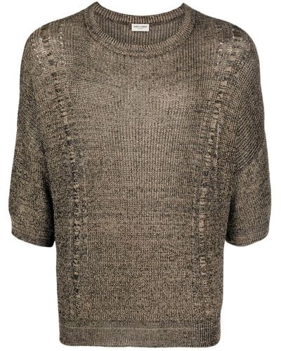 Saint Laurent Half-sleeve Knitted Top - Brown