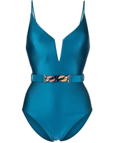 Zimmermann Plunge Chain-link Swimsuit - Blue