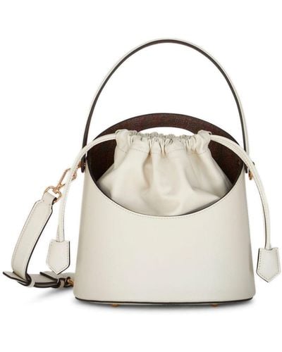 Etro Medium Saturno Leather Bucket Bag - White