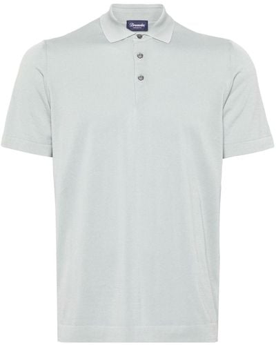 Drumohr Fijngebreid Poloshirt - Wit