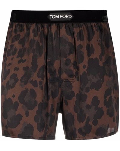 Tom Ford Shorts mit Leoparden-Print - Braun