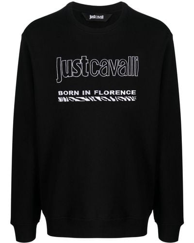 Just Cavalli Sweater Met Geborduurd Logo - Zwart