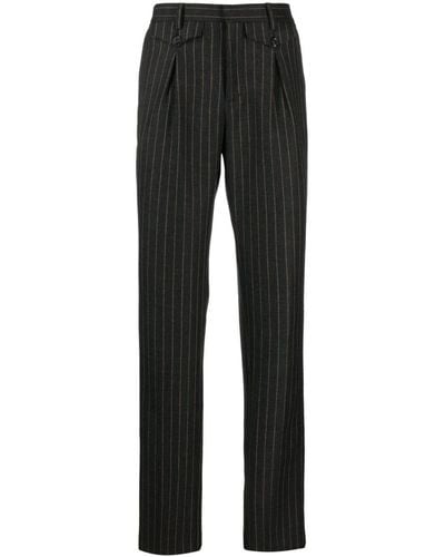 Moschino Striped Pleat-detail Tailored Trousers - Black