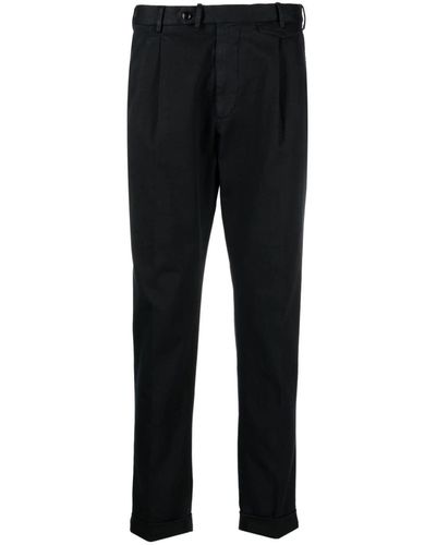 Dell'Oglio Cotton-blend Tapered Pants - Black