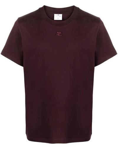 Courreges Logo-embroidered Cotton T-shirt - Purple
