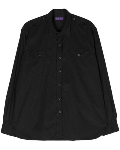 Ralph Lauren Purple Label Classic-collar Cotton Shirt - Black