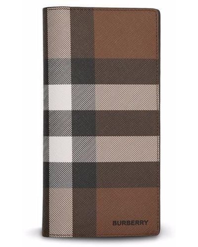 Burberry Check-print E-canvas Leather Wallet - White