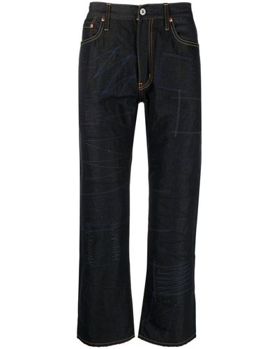 Junya Watanabe Jeans crop svasato con applicazione - Nero