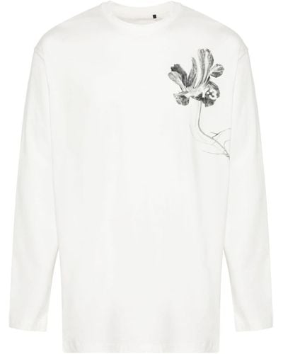 Y-3 Gfx Floral-print Cotton T-shirt - White