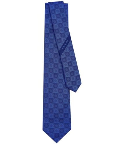 Ferragamo Gancini-jacquard Silk Tie - Blue