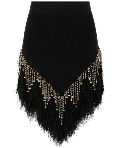 Rabanne Bead-embellished Linen Skirt - Black
