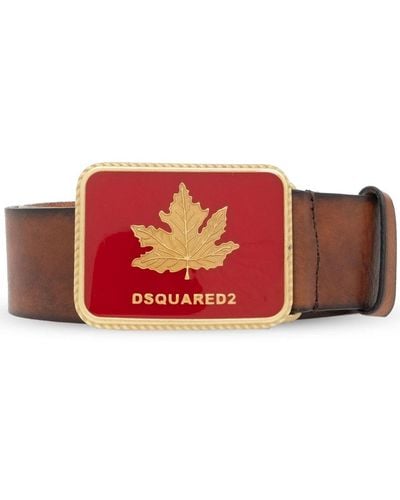 DSquared² Ledergürtel mit Logo-Schnalle - Rot