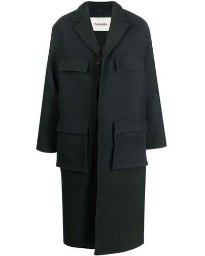Nanushka Single-breasted Long Coat - Black