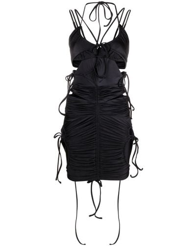 Balenciaga Vestido corto fruncido con detalle de bikini - Negro