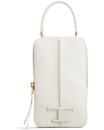 Tod's Logo-plaque Leather Phone Bag - White
