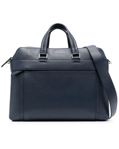 Orciani Zip-up Leather Briefcase - Blue