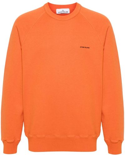 Stone Island Logo-appliqué Cotton Sweatshirt - Orange