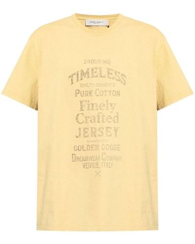 Golden Goose T-Shirt mit Slogan-Print - Gelb