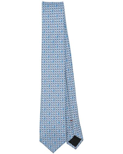 Zegna Seagull-print silk tie - Azul