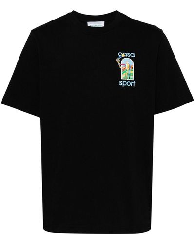 Casablancabrand Katoenen T-shirt Met Print - Zwart