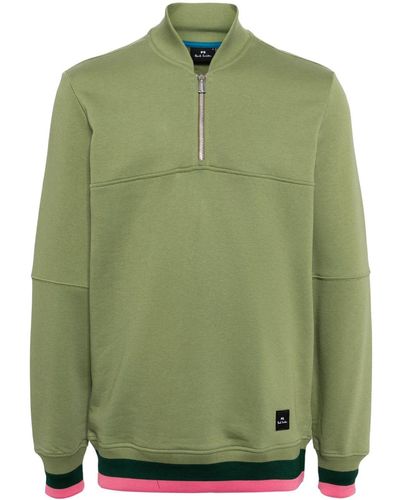PS by Paul Smith Half-zip Organic-cotton Sweatshirt - Green