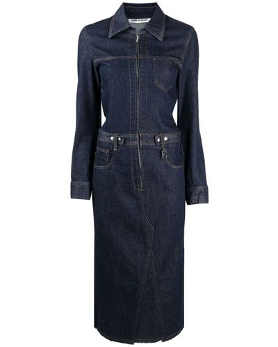 Low Classic Midi-jurk Met Lange Mouwen - Blauw