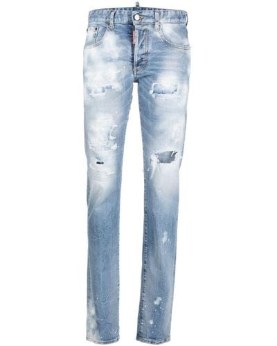 DSquared² Distressed-effect Straight-leg Jeans - Blue