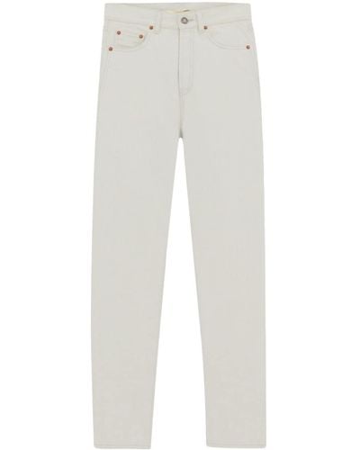 Saint Laurent Slim-Fit-Jeans mit hohem Bund - Weiß