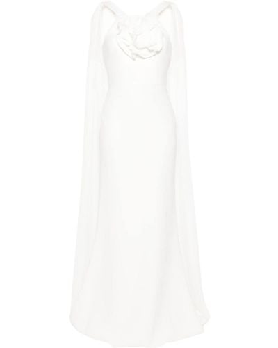 Roland Mouret Floral-appliqué Cady Silk Gown - White