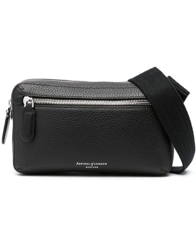 Aspinal of London Reporter Compact Leather Crossbody Bag - Black